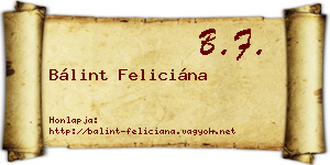 Bálint Feliciána névjegykártya